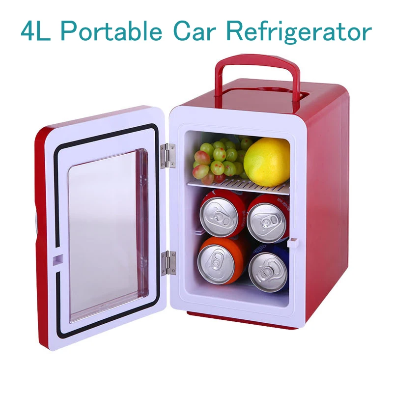 

4L Portable Car Refrigerator Transparent Door Cosmetics Freezer Mini Household Food Cold Storage Refrigerator CW8-4L