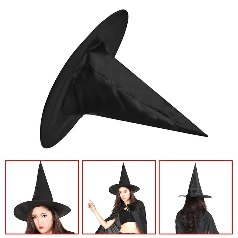 

Funny Cool Harri Potter Magic Hat Halloween Wizard Pure Black Witch Hat Oxford Costume Party Prop Cosplay Party Toy Hats Gift