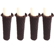 4pcs Chair Leg Cover Chair Foot Sock Table Foot Protectors Solid Color Leg Cover Lovely Kint Protectors Table Foot Cover