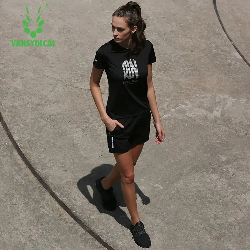 2018 Vansydical женские комплекты для бега спортивные костюмы фитнеса быстросохнущие