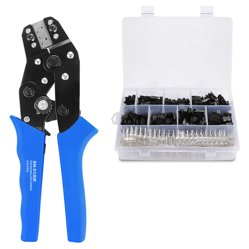 

Sn-01Bm Xh2.54 Sm Plug Spring Clamp Crimping Tool Crimping Pliers Awg28-20 With 520Pcs Dupont 2.54Mm Pin Terminal Connectors
