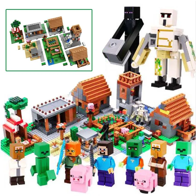 

18008 My World Compatible with 21128 Minecrafted City My World The Village Building Blocks Bricks Beautiful Homes Enlighten Toys