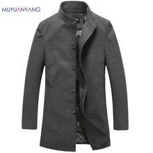 Mu Yuan Yang, мужские шерстяные куртки большого размера, осенние мужские шерстяные пальто, Средние Длинные куртки и пальто, мужские шерстяные пальто