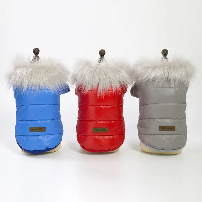 

Fur Collar Dog Winter Jacket Coat Small Dogs Windproof Padded Clothes Pet Dog Clothes