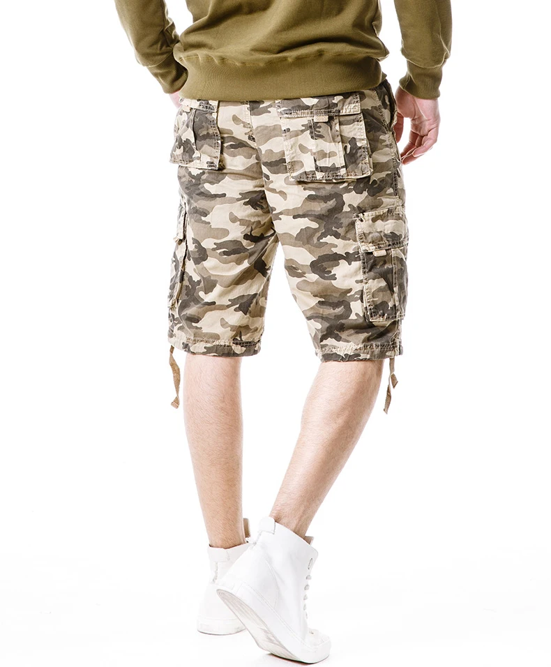 Мода плюс Размеры Для мужчин s военных грузов шорты Лето Армейский зеленый хлопковые шорты Для мужчин свободные нескольких карман шорты Homme