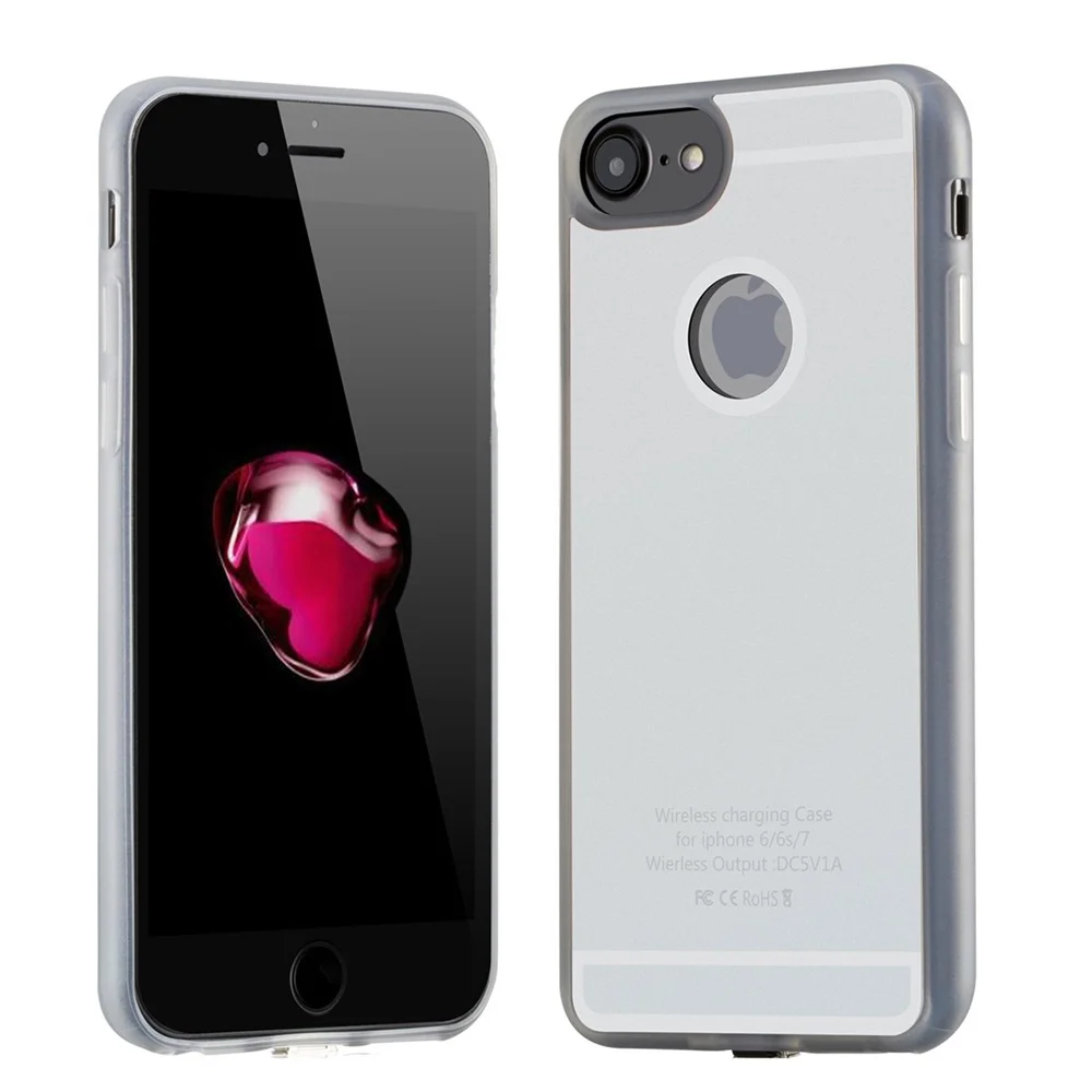 Tongdaytech Qi Беспроводное зарядное устройство приемник Coque чехол для телефона для iPhone 7 6 6s Plus чехол Беспроводная зарядка чехол для телефона - Цвет: Grey
