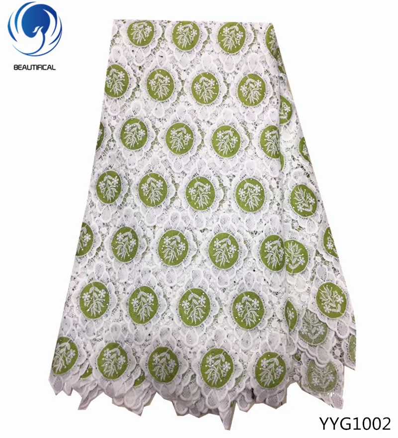

BEAUTIFICAL african guipure lace fabric high quality cord lace fabric for clothes cord lace with rhinestones 5 yards/piece YYG10