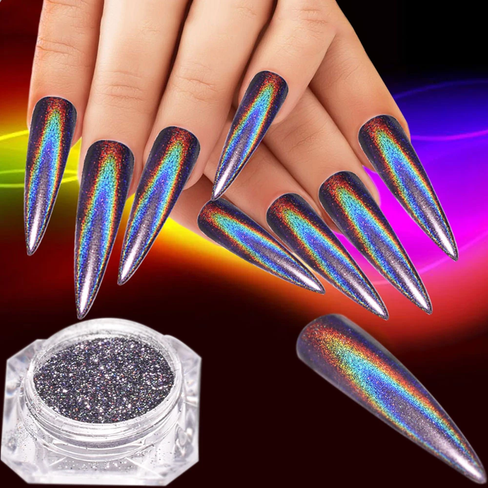 Lentejuelas Holograficas De Platino Y Laser Polvo De Purpurina Para Unas Decoraciones De Polvo De Mezcla De Purpurina Uv Para Arte De Unas Negro Dorado Y Acrilico 0 2g Nail Glitter Powder Glitter Powderglitter Powder