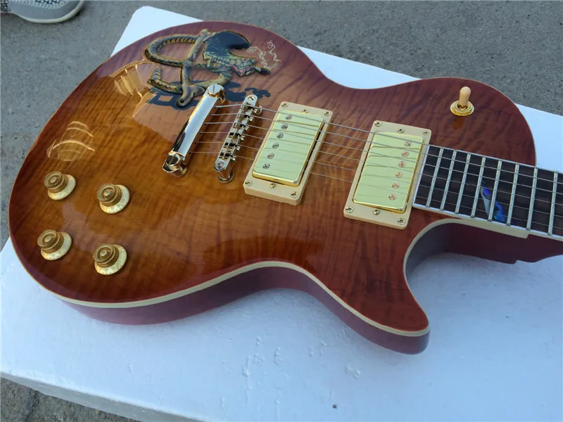 Buy FREE SHIPPING+ ELECTRIC GUITAR+Snake relief+sunburst color+GUITAR IN CHINA