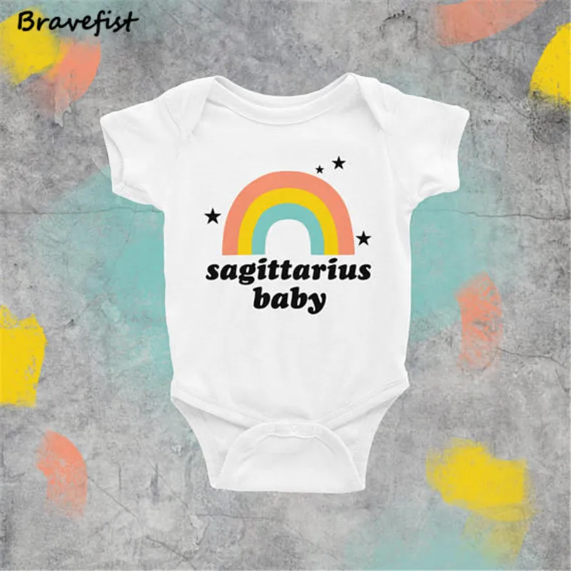 White Gray Sagittarius Baby Bodysuits Summer Children Clothes For Boys Girls Infant Outfits 0-24Months Tees Kids Jumpsuits Tops