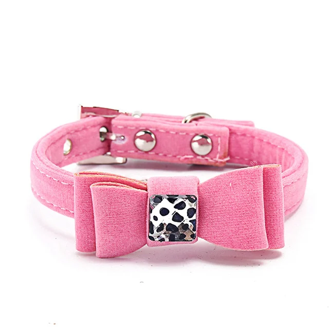 Pink Collar Ошейник для собак, набор поводков для маленьких средних собак, кошек, ошейник с бантом, поводок для собак, ошейник для кошек, бант, котенок щенок MP0057 - Цвет: Pink Collar