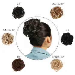 Для женщин волосы булочка вьющиеся шиньон Парики Расширения черный синтетический Postiche Cheveux Chignon высокая Температура волокна волос булочки