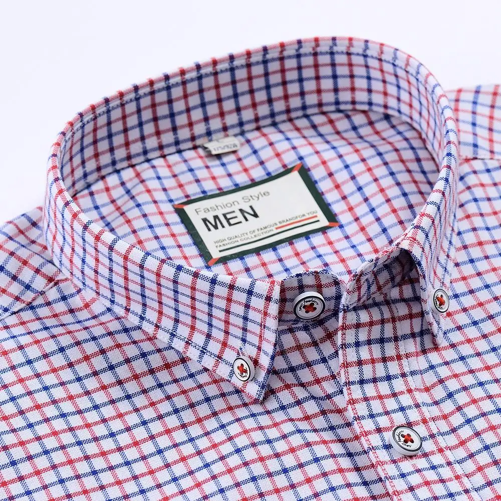 Cotton Brand Mens short sleeve Casual Shirt Fashion plaid man Shirt Dress Shirts summer wear Slim fit