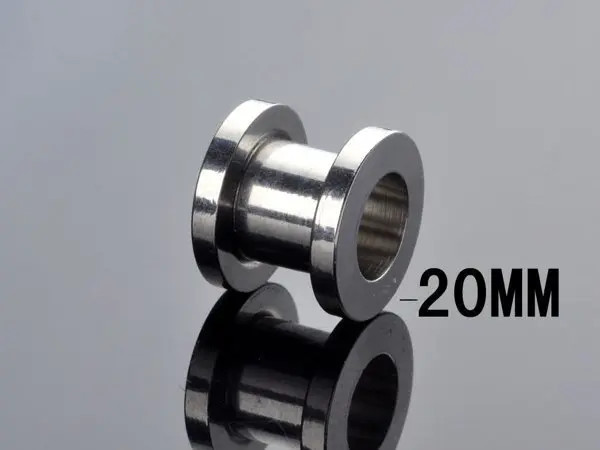 20mm 2шт. Из нержавеющей стали с винтовой ушной вилкой туннельные растяжки Плаги для ушей Панк мужские женские серьги, ювелирные украшения бесплатно - Окраска металла: 20mm