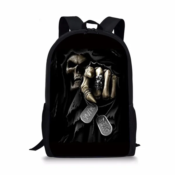 INSTANTARTS панк Азраил череп печати мальчиков школьный Повседневное дети Bookbag Начальная Школа Студент Книга сумки на ремне Mochilas - Цвет: H6706C