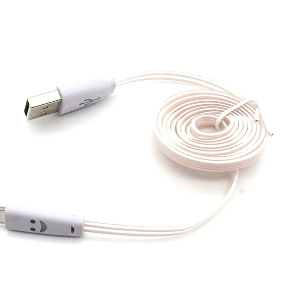 Красочные градиент светодиодный USB2.0 микро кабель для передачи данных и зарядки устройств для Android смартфон Apr23 - Цвет: Белый