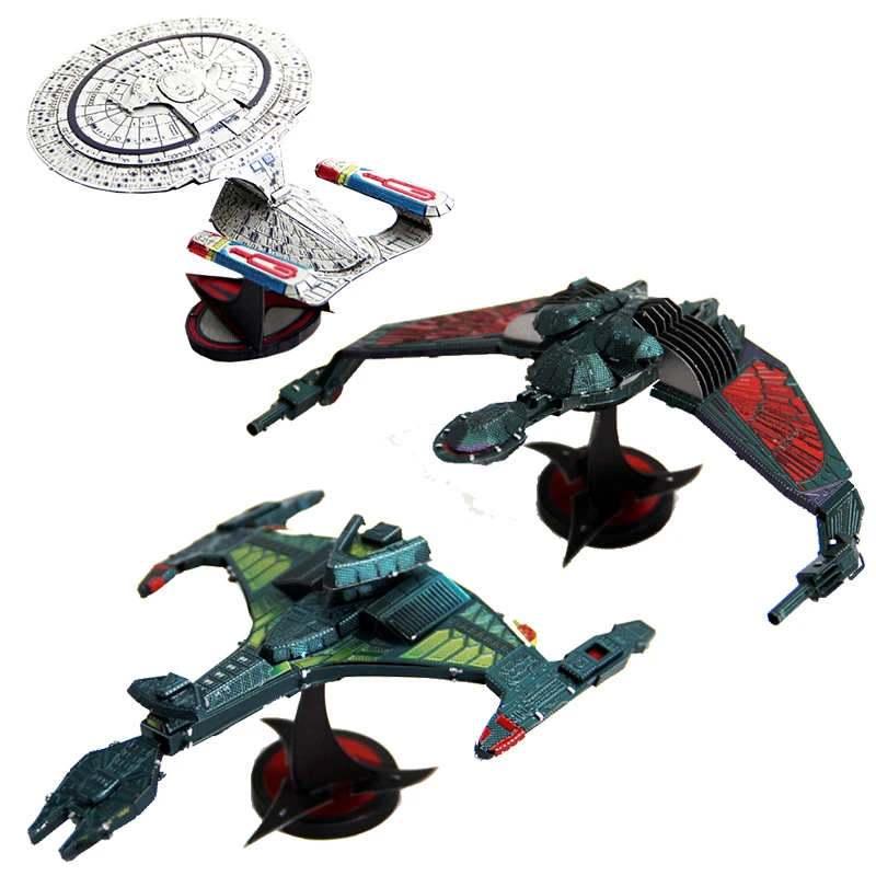 

3D Puzzle Metal Model USS ENTERPRISE 1701-D/BIRD OF PREY/KLINGON VORCHA Manual Puzzle Adult Kids Desktop Display Educational Toy