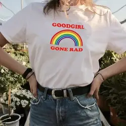 Модное шоу-JF хорошая девушка Gone Rad, рубашка Rad, винтажная рубашка, винтажный стиль, рубашка цвета радуги, Bad Girl рубашка хиппи