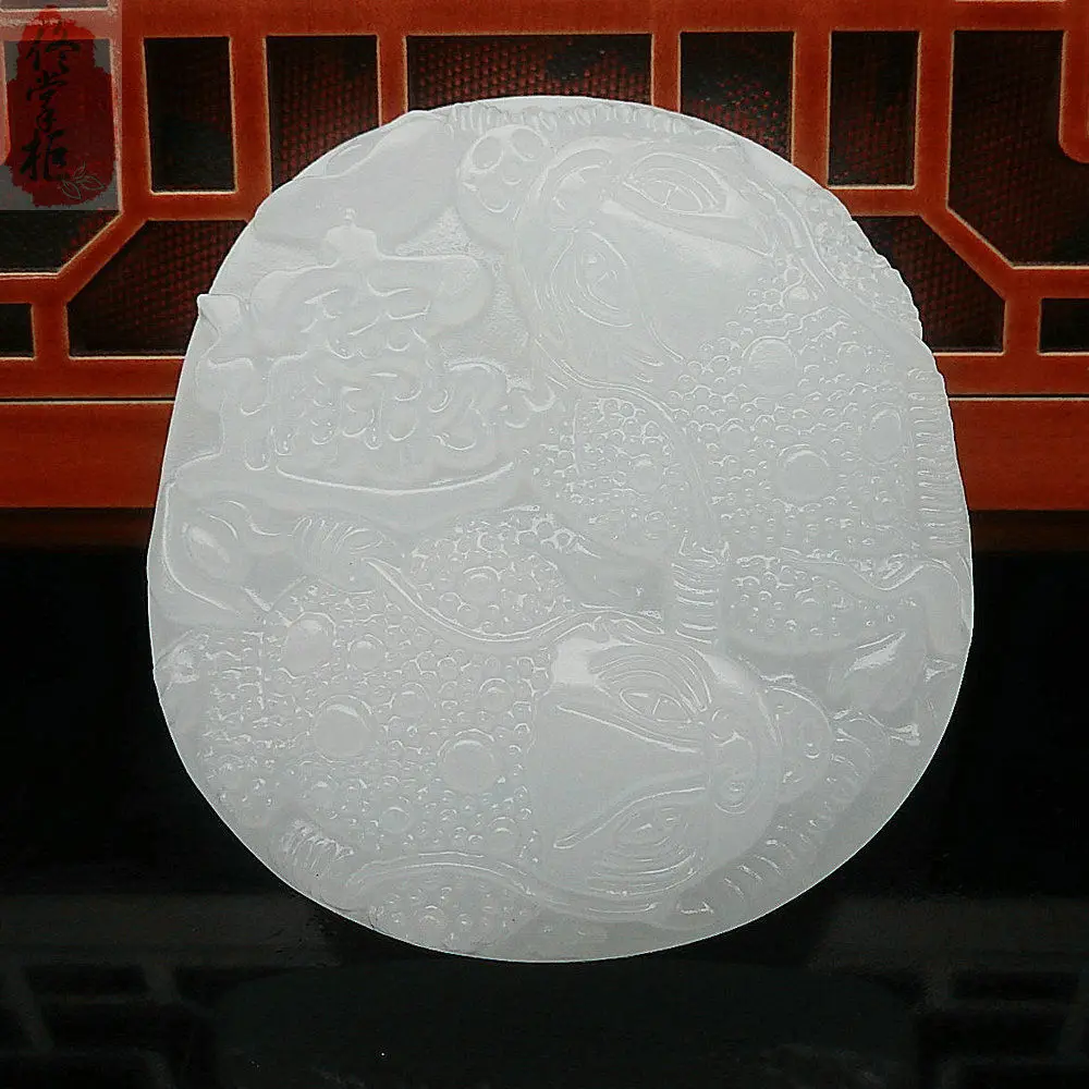 

Koraba Fine Jewelry Chinese Hetian White Jade Folk Art Hand-carved Pendant Necklace Toad Frog Free Shipping