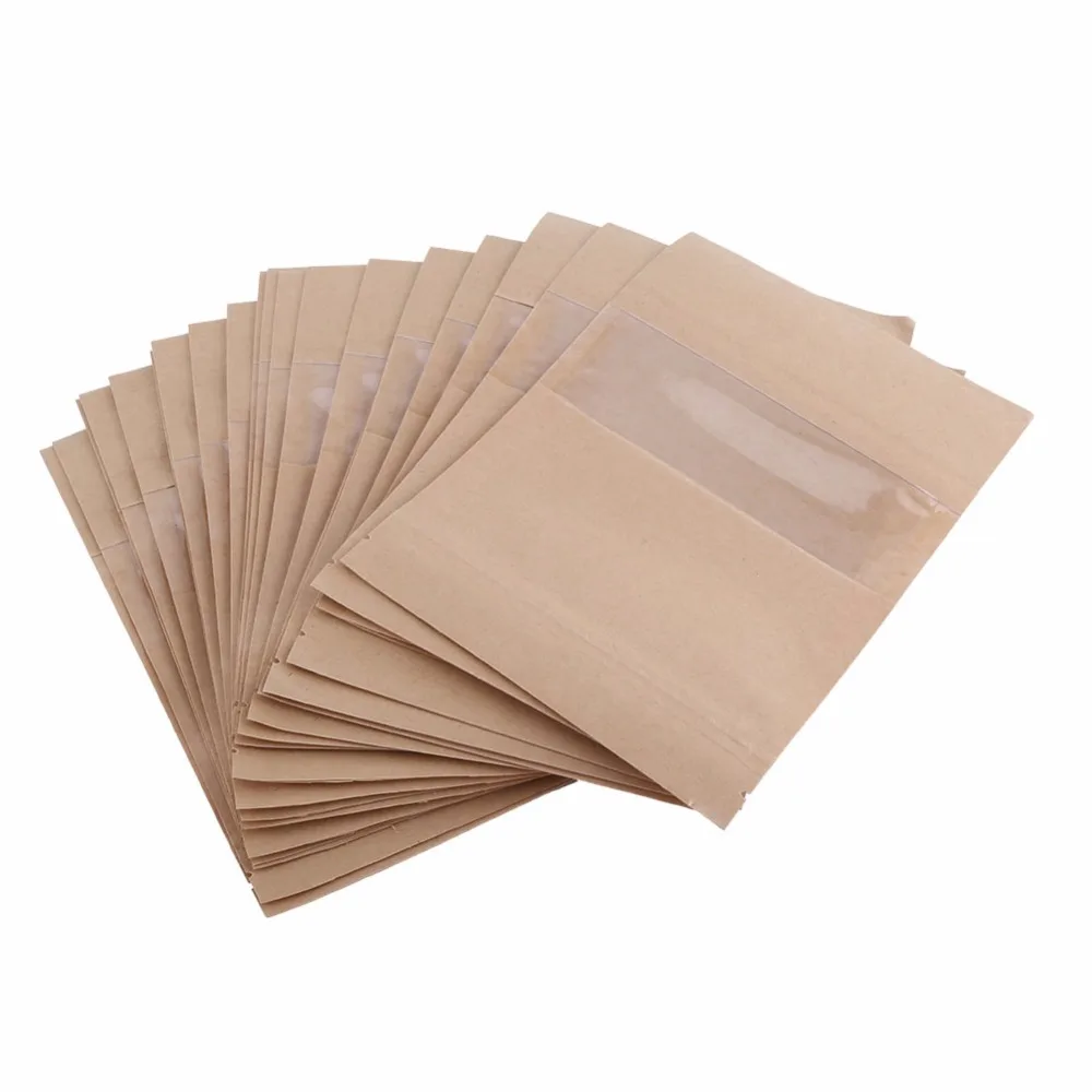 20 Pcs Re sealable Kraft Paper Bags Package Home Gift Bags for Food