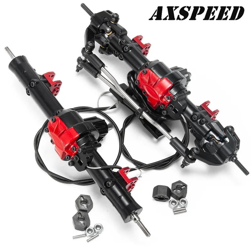 Aluminum Alloy Front / Rear Axles (with lock) for D90 RC Crawler Black&red