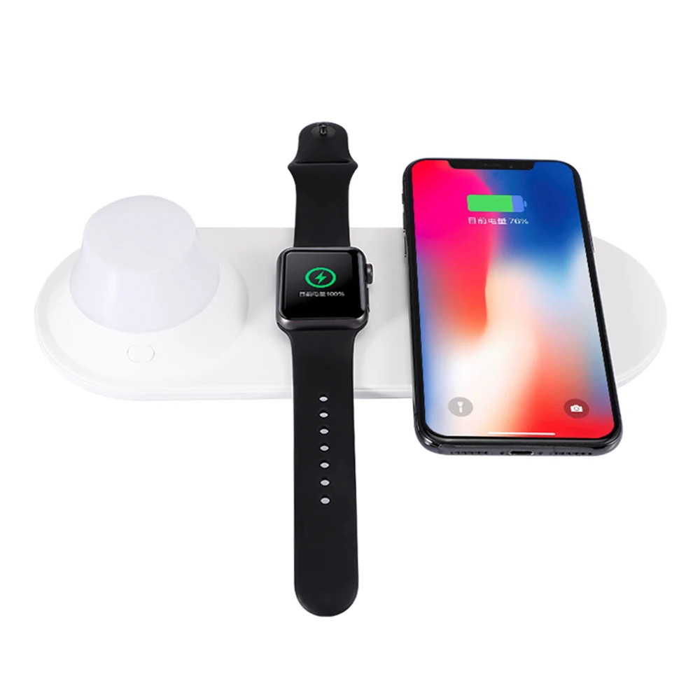 

3 in 1 QI Wireless Charger for Apple Watch 4 3 2 1 for iPhone 8 X XR Xs Max Samsung S10 9 8 7 plus edge note 8 7 5 phone Charger