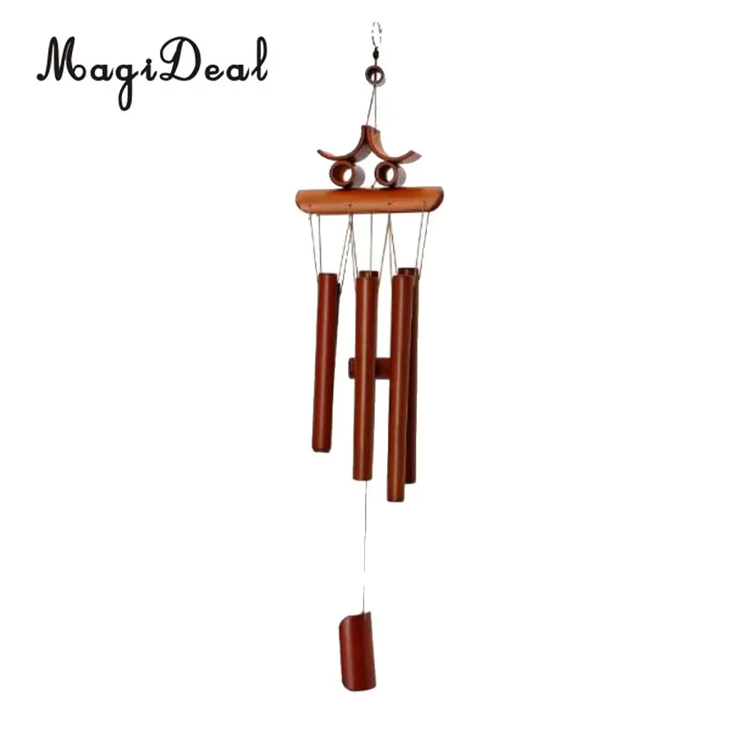 MagiDeal high quanlity Handmade Bamboo Tubes Oriental Hanging Bell Wind Chime Feng Shui Ornament
