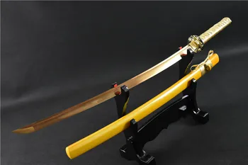 

Wonderful Japanese Sword Katana Golden High Manganese Steel Blade Wood Sheath HL