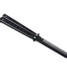 Модный черный серебряный трендовый из нержавеющей стали тренировочный нож-бабочка расческа инструмент крутой Спорт