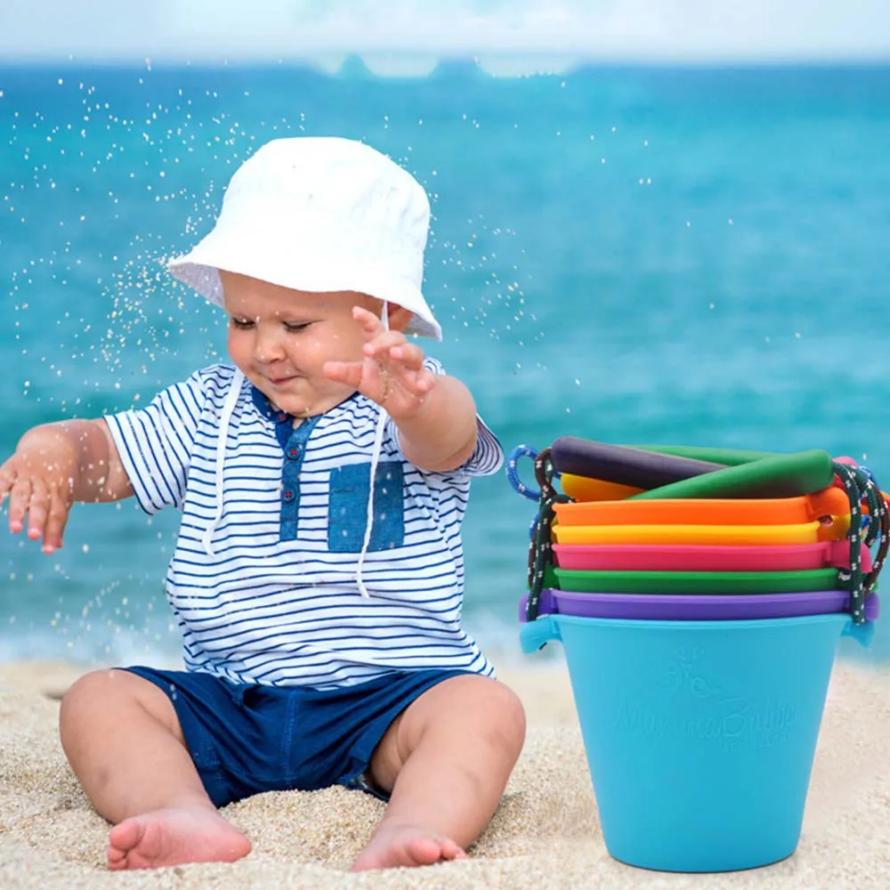 6 цветов Пляжный набор игрушек для детей Силиконовый складной ручной бочонок детские игрушки для малышей Душ Ванна Игрушка песок вытирая