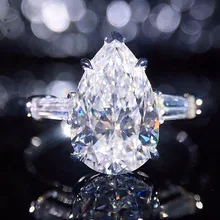 1CT 18K Белое Золото грушевидное кольцо с муассанитом боковое багет лабораторное обручальное кольцо с бриллиантами обручальное кольцо для женщин