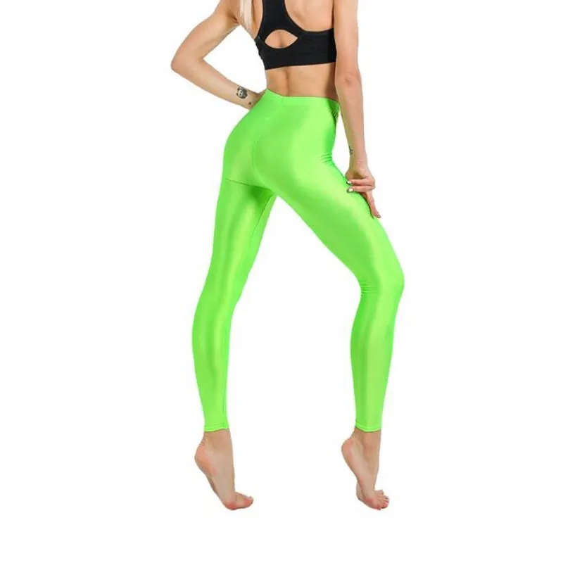 

Women's Workout Leggings Casual Shiny Glossy Legging Female Fitness Leggins Plus Size S-XL Black Solid Fluorescent Leggings