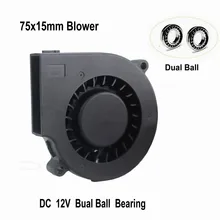 PROMOTION!1 Piece Gdstime DC 12V 2Pin Dual Ball Blower Fan 75mm x15mm DC 12V 0.16A 2Pin Computer PC Blower Cooling Fan emacro ce 7020l 02 dc 12v 250ma 4 pin server blower fan