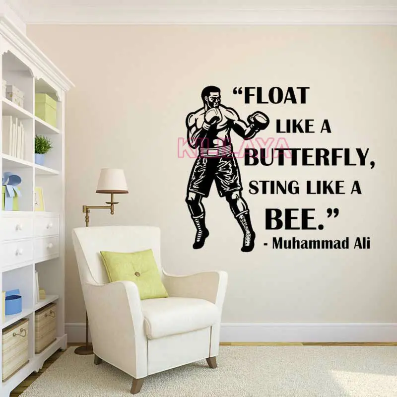 Stickers Muraux Flotter Comme Un Papillon Pique Comme Abeille Muhammad Ali Citation De Mur De Vinyle Autocollant Decor A La Maison Salon Salle De Gym Decoration Aliexpress
