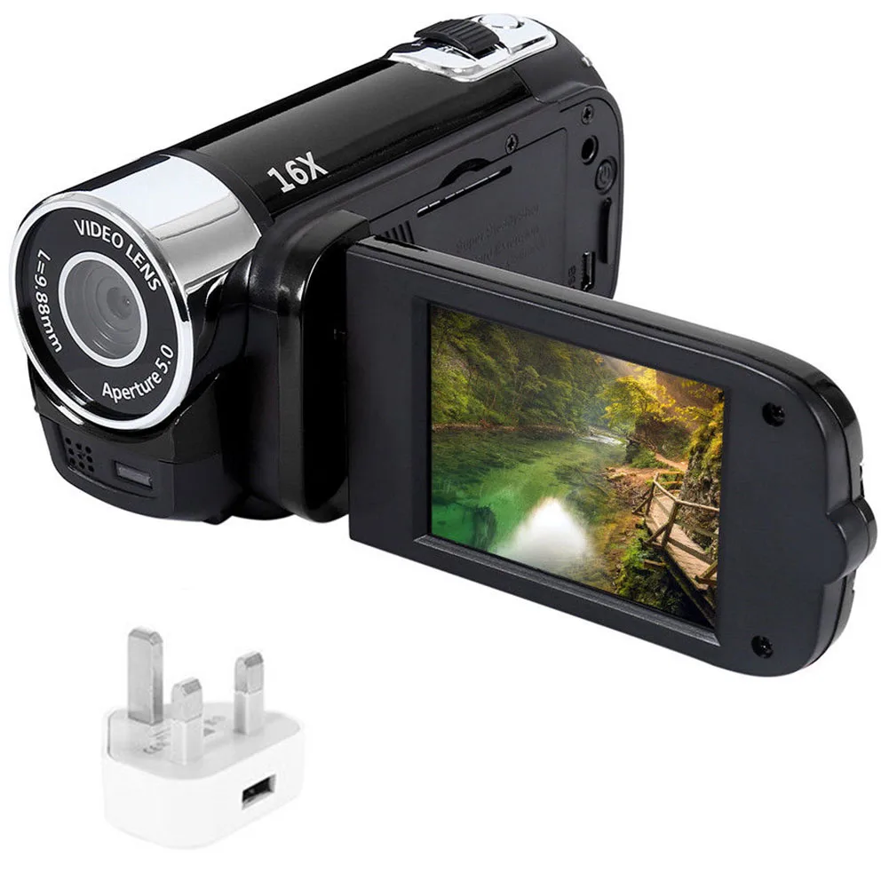 Профессиональные цифровые, со светодиодом камера видеокамера HD 1080P Ручной 16 миллионов пикселей 16 раз цифровой зум ночного видения - Цвет: Black to UK Plug