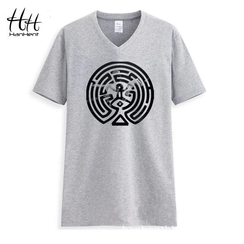 HANHENT westworld мужские v образным вырезом Футболка 2019 модный принт ткань 100% хлопок