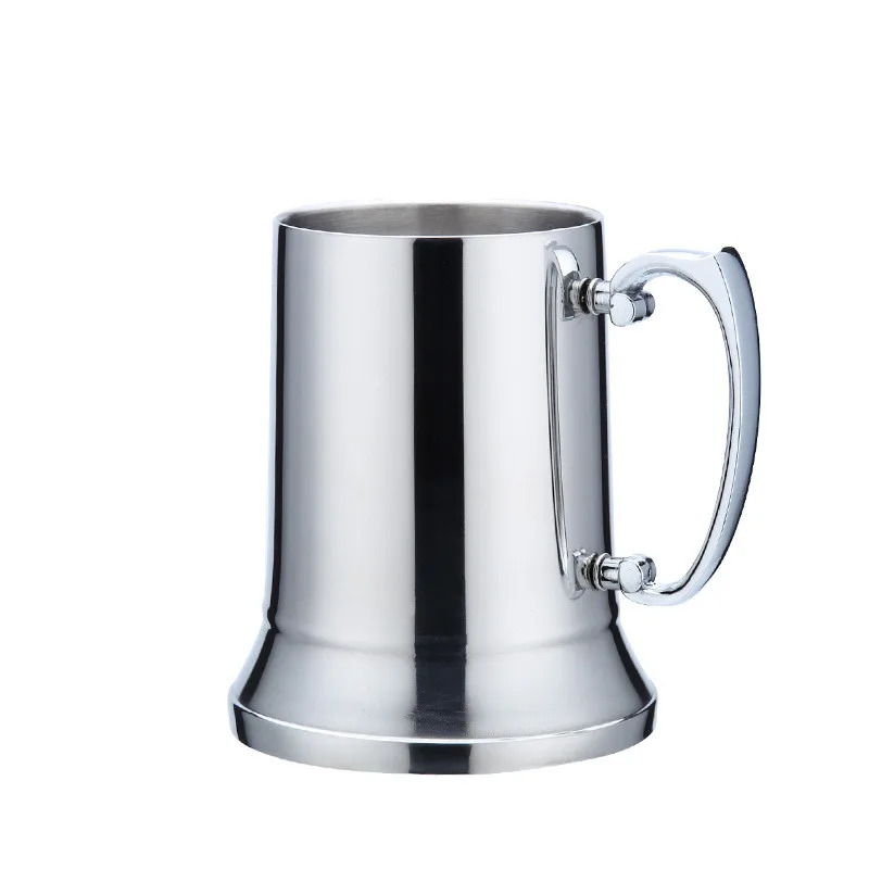 Tankard Stein с двойными стенками, нержавеющая сталь, пивная кружка для коктейля, завтрака, молока, кружки с рукояткой, кофейная чашка, барные инструменты, посуда для напитков