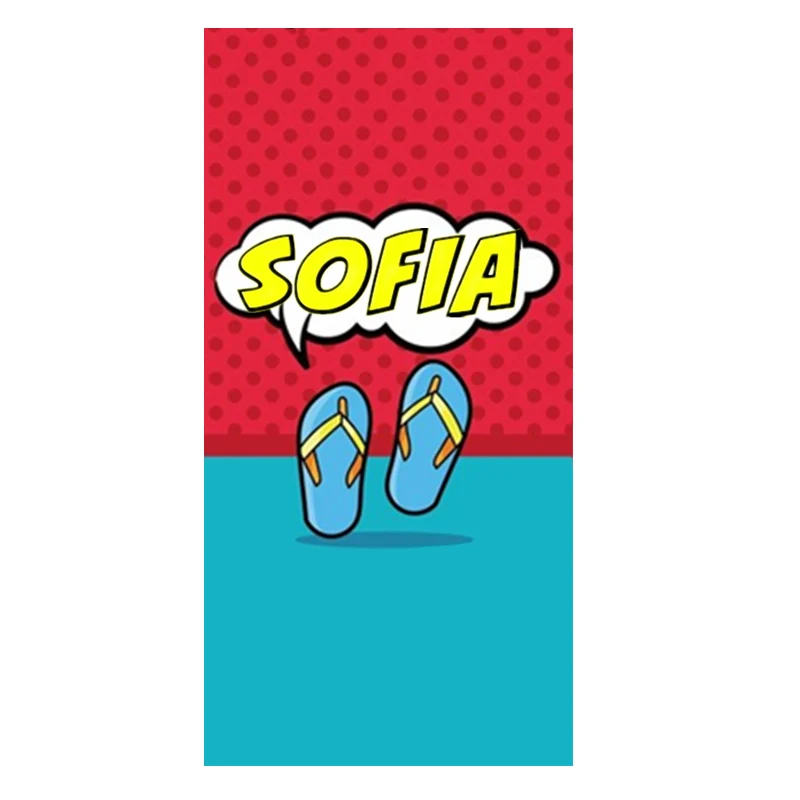 

Funny Comic Book Sandals Flip Flops Personalised Bathroom Shower Towels for Kid Adult Fun Pop Art Custom Beach Sport Towels 140