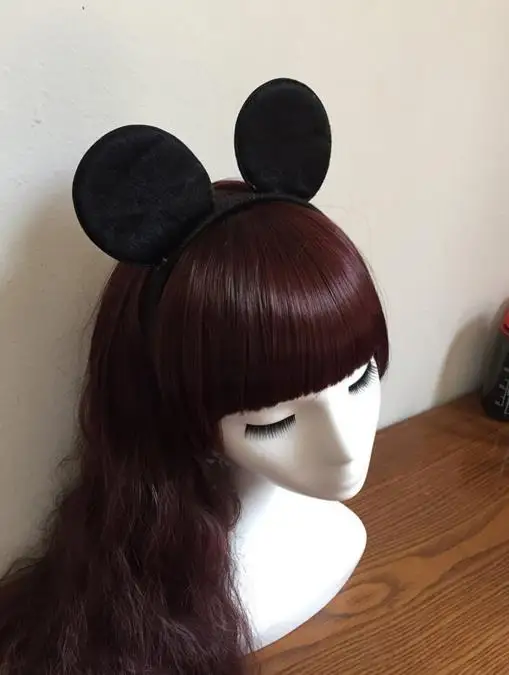 Cartoon Mouse Ears Solid Black Headband for Boys Girls Adults Birthday Party Celebration Event Cosplay headwear event xmas gift