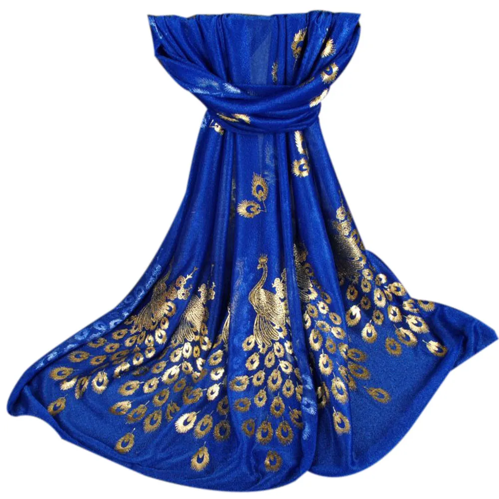 

2017 Womens Luxury Chiffon Scarf Elegant Golden Peacock Veil Scarves Shawl Stole Soft Long Wraps Scarf Pashmina 170X50cm Bufanda