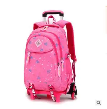 ZIRANYU школьный рюкзак на колесиках для путешествий, чемодан на колесиках, школьная сумка на колесиках для девочек, школьный рюкзак на колесиках для девочек - Цвет: 6 wheels pink