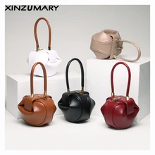 Винтажная Подушка Бостонская коробка баррель круглые маленькие женские сумочки кожаные клатчи вечерний кошелек женская ниша шик