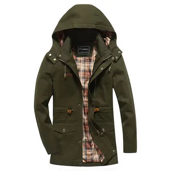 

Men Autumn Mid-long Jacket Military Coats Men's Thermal Slim Jacket Casual Clothing Male New Fashion Coats Plus Size 5XL