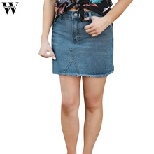 Womail Летняя женская необычная джинсовая юбка больших размеров с высокой талией юбка Сексуальная облегающая юбка-карандаш рваные потертые мини-юбка джинсовая юбка