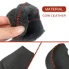 2x Cow Leather Gear Shift Knob Cover Case Hand Brake Cover Grips for Hyundai Creta ix25 2017 2018 2019 MT AT Decorative Styling 3