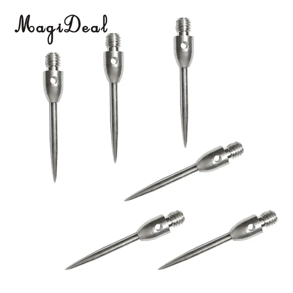 MagiDeal 6 Pieces 2BA Thread Darts Steel Tips Conversion Dart Tip Points Silver
