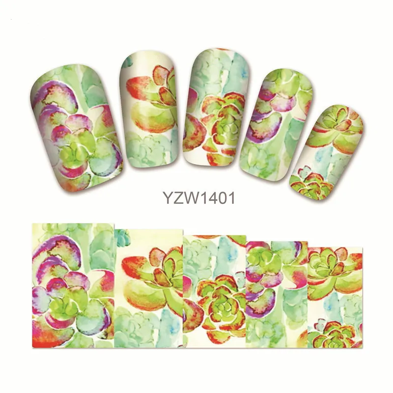 

2 Sheets Magic Color Lotus Nail Stickers 3d Lilies Nail Art Decals Beautiful Women Nails Watercolor Diy Sticker Manicure Salon
