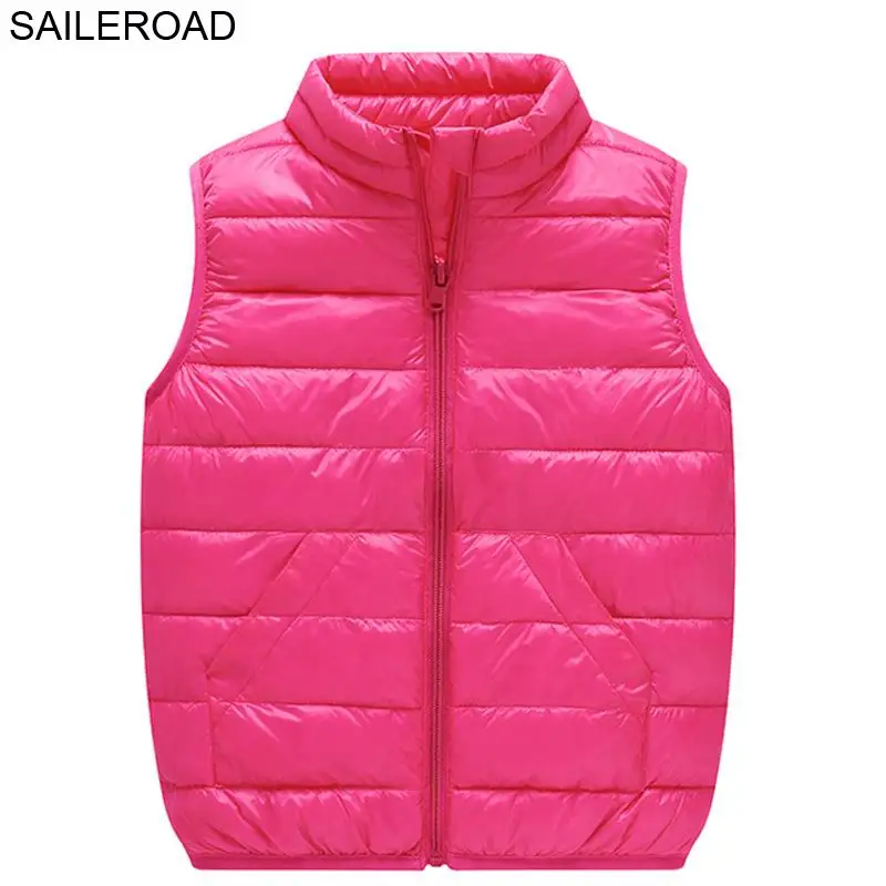 SAILEROAD/осенне-зимние детские куртки для девочек от 2 до 7 лет, жилет теплый детский жилет для мальчиков, жилет верхняя одежда для новорожденных, одежда - Цвет: dark pink