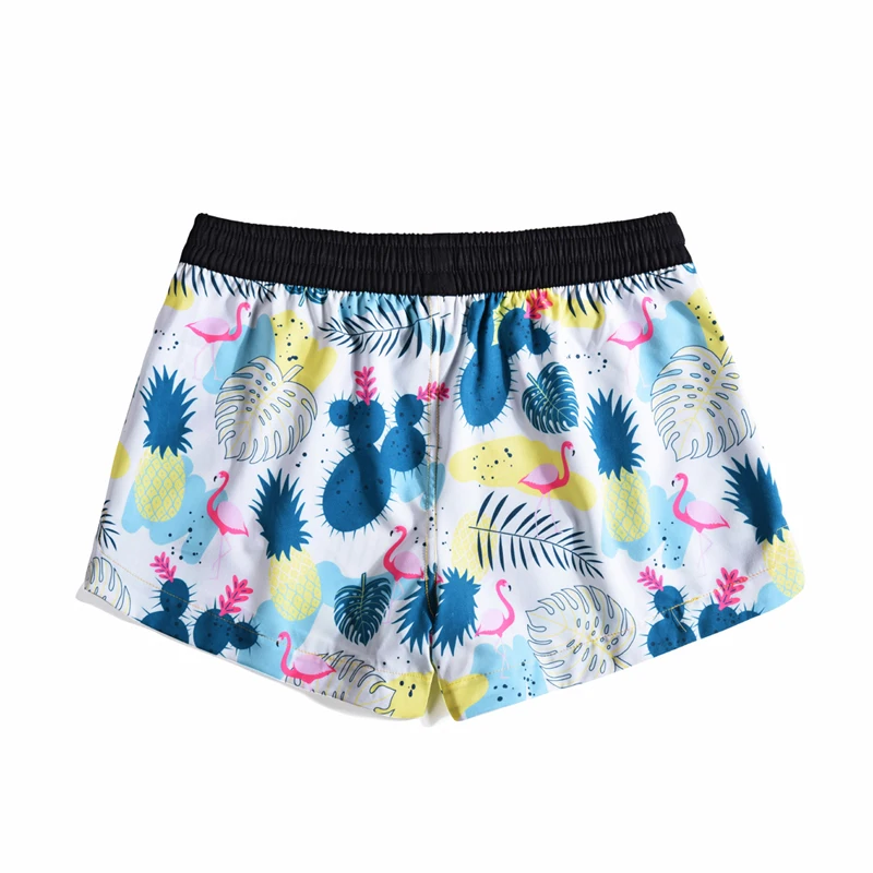 Summer Quick-drying Shorts Beach Womens Tropical Plants and Flamingos Printed Drawstring Elastic Tape Loose Board Shorts Bermuda Summer Quick-drying Shorts Beach Womens Tropical Plants and Flamingos Printed Drawstring Elastic Tape Loose Board Shorts Bermuda