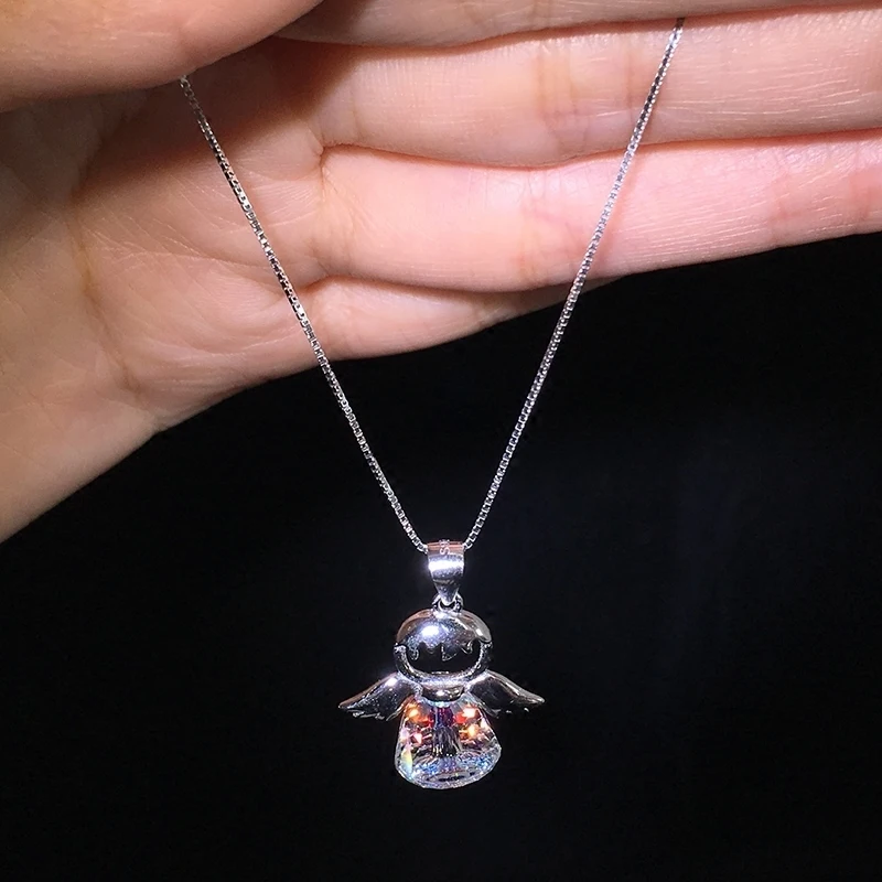 

WKOUD EAM Jewelry / 2018 New Fashion Temperament Angel Wing Crystal Necklace Personality All-match Women's Accessories S#N25610